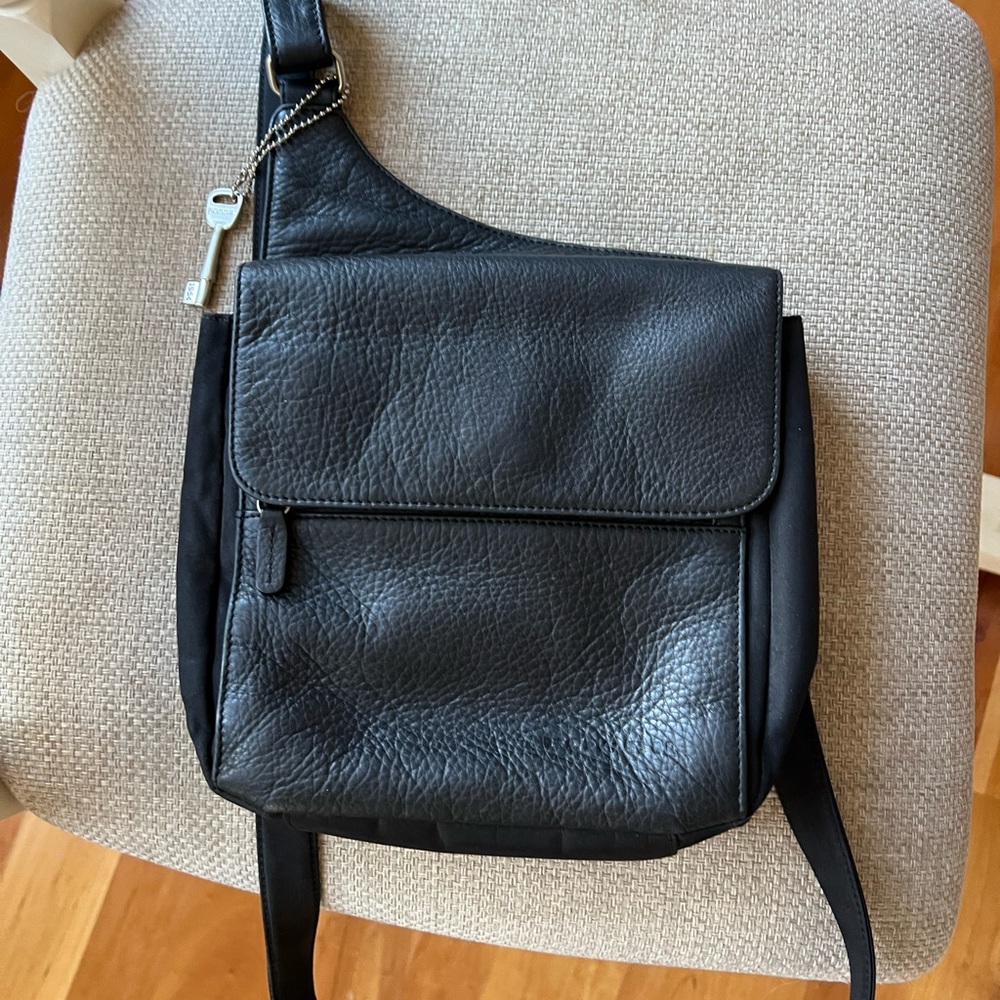 Fossil Black Leather Men's Messenger Bag